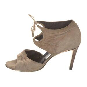 Gucci Light Brown Suede D'Orsay Peep Toe Pumps Heels, Size 8.5